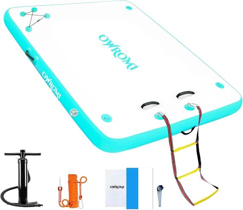 Inflatable Floating Dock Air Platform, 6/8/10ft Air Dock Platform Floating Island Raft, Enlarged Non-Slip Surface Water Floating Dock Mat, 6in Thick Water Platform Swim Dock Mat for Pool Beach Ocean in Saudi Arabia