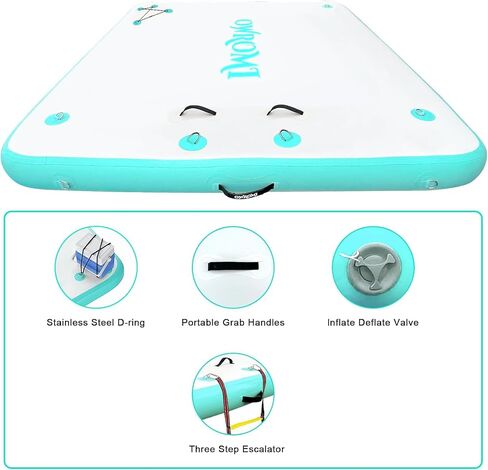 Inflatable Floating Dock Air Platform, 6/8/10ft Air Dock Platform Floating Island Raft, Enlarged Non-Slip Surface Water Floating Dock Mat, 6in Thick Water Platform Swim Dock Mat for Pool Beach Ocean in Saudi Arabia