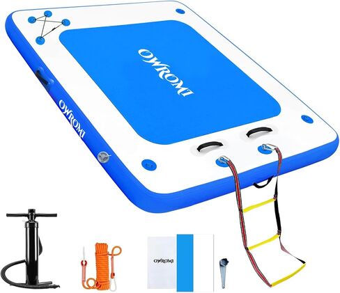 Inflatable Floating Dock Air Platform, 6/8/10ft Air Dock Platform Floating Island Raft, Enlarged Non-Slip Surface Water Floating Dock Mat, 6in Thick Water Platform Swim Dock Mat for Pool Beach Ocean in Saudi Arabia