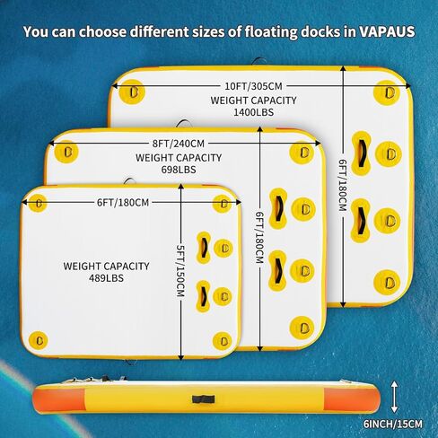 منصة سباحة عائمة قابلة للنفخ من vapaus، منصة سباحة على شكل جزيرة عائمة مع سلم حبل لحمام السباحة والشاطئ والاسترخاء في حمامات الشمس (مزيج برتقالي أصفر، 5 أقدام × 6 أقدام × 6 بوصات) in Kuwait