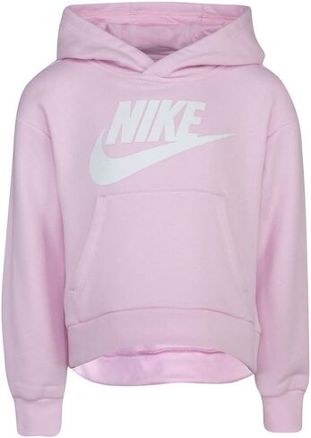 بلوفر Nike Girl's Club Fleece Hi منخفض (للأطفال الصغار) وردي مقاس 6X للأطفال الصغار in Saudi Arabia