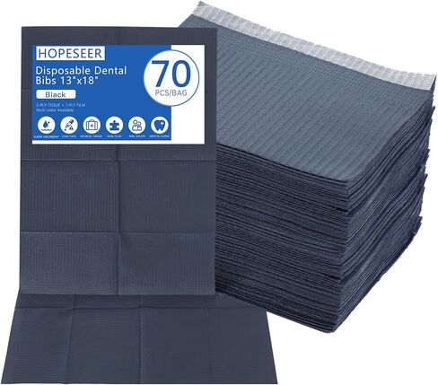 80 Pack Disposable Dental Bibs, 4-Ply Absorbent Nail Paper Towel 13"x18", Non-Tear Tattoo Supplies Bibs for Dentist, Nail Techs, Tattoo Parlor, Makeup Artist (Black) in Saudi Arabia