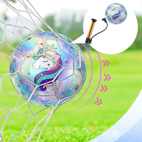 Size 3 Soccer Ball for Boys Girls, Soccer Ball Gifts Set for Boys Girls with Pump and Drawstring Bag, Toys Gifts for Boys Girls(Unicorn,Colorful) in Saudi Arabia