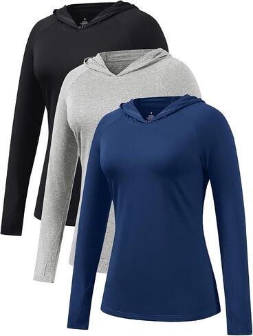 Femdouce 3 Pack Upf 50+ Sun Protection Hoodie For Women Athletic Long Sleeve Hoodie Shirt Lightweight With Thumb Hole in Saudi Arabia