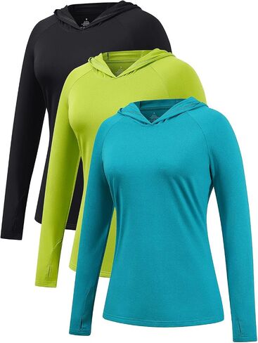 Femdouce 3 Pack Upf 50+ Sun Protection Hoodie For Women Athletic Long Sleeve Hoodie Shirt Lightweight With Thumb Hole in Saudi Arabia