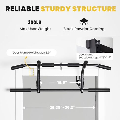 LIONSCOOL Pull Up Bar for Doorway with Pulley System, 300 LB Capacity, Multi-Grip Doorway Pull Up Bar for Home Gym for Upper Body Training in Saudi Arabia