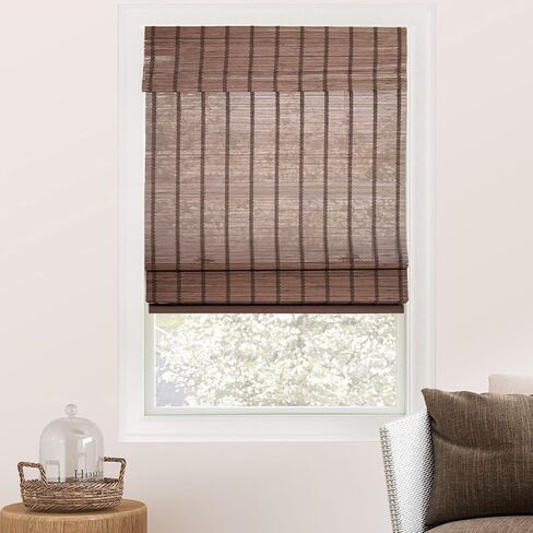CHICOLOGY Bamboo Roman Shades - Designer Eco-Friendly Light Filtering Window Blinds, Ideal for Home & Patio, Premium Quality, Bear Brown, 23"W X 64"H in Saudi Arabia