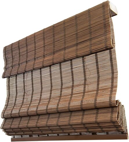 CHICOLOGY Bamboo Roman Shades - Designer Eco-Friendly Light Filtering Window Blinds, Ideal for Home & Patio, Premium Quality, Bear Brown, 23"W X 64"H in Saudi Arabia