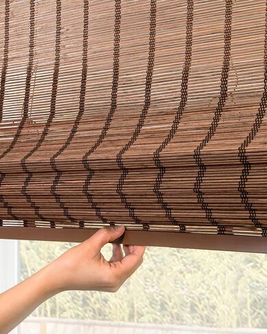 CHICOLOGY Bamboo Roman Shades - Designer Eco-Friendly Light Filtering Window Blinds, Ideal for Home & Patio, Premium Quality, Bear Brown, 23"W X 64"H in Saudi Arabia