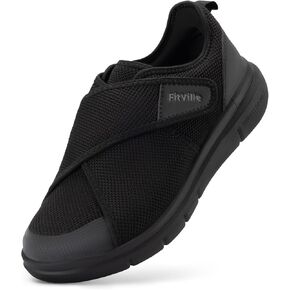FitVille Diabetic Shoes for Men Extra Wide Width Adjustable Closure Walking Shoes Swollen Feet Shoes for Neuropathy Pain Relief - EasyTop V5