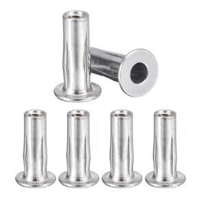 M6 Multi-Grip Rivet Nuts, 6pcs Pre-Bulbed Shank Flat Head Threaded Insert Nut 304 Stainless Steel Plus Nuts Construction Fasteners for Industrial