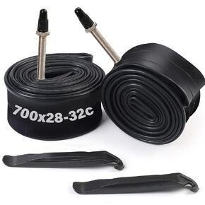 LotFancy 700 x 28C/30C/32C Bike Tubes, 2Pcs 700x28C/700x30C/700x32C (28-622/30-622/32-622) 28 x 1 5/8 x 1 1/4 Tube with 2 Tire Levers