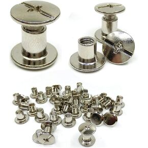 Chicago Binding Screws Post,DANCEPANDA 50 Sets Fastener Leather Repair Screws Metal Round Cross Head for Book Scrapbook Photo Album Belt Tooling (5X 6mm) (5 * 6)