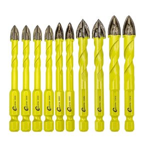 Masonry Carbide Drill Bits Set - 10pcs 5MM*2+6MM*4+8MM*2+10MM+12MM Tungsten Carbide Tip with Quick Change Hex Shank for Wood Plastic Masonry Ceramic Tile Concrete