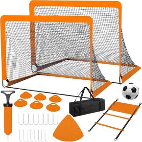Kids Soccer Goals for Backyard Set of 2, 4X3 ft Portable Pop Up Soccer Goals Practice Soccer Nets with Soccer Ball Ladder Cones and Bags for Kids Youth