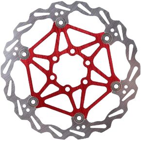 Keenso 160/180/203mm Mountain Bike Type Floating Brake Disc， Bicycle Brake Pad Cycling Accessory(180mm-red)