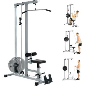 Yes4all LAT Pull Down Machines, LAT Row Cable Machine, LAT Tower with Additional Pulley Cable, High & Low Pulley Stations