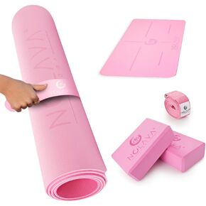 NOLAVA Yoga Mats & Complete Sets - TPE, Non-Slip, Eco-Friendly - Includes Mat, Blocks, Strap, & More (6pc or 7pc Sets) - For Pilates, Yoga & Fitness
