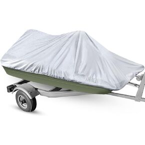 900D Waterproof Pond Boat Cover Fits 8'-10'L Pond Prowler Bass Raider Boat and Bass Fishing Boat, Heavy Duty Marine Grade Canvas, Black