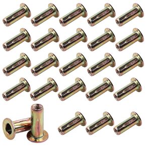 Multi-Grip Rivet-Nuts, M8 Rivet Nut Carbon Steel Pre-Bulbed Shank Color-Zinc-Plated Flat Head Threaded Insert Nut(25 Pack)