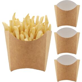 HOIGON 100 Pack 5.5 oz French Fry Holder Bulk, Brown Paper Stand Up French Fries Containers, Disposable Snack Cups French Fry Box for Onion Rings, Popcorn