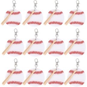 Vefungyan Baseball Softball Sports DIY Keychain : 12 Set Acrylic keychain Kit with Mini Baseball Softball Bat