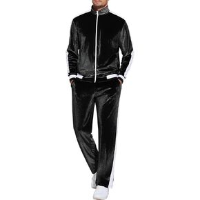 COOFANDY Mens Tracksuit 2 Piece Set Velour Velvet Sweatsuit Jogging Suits Full Zip Jacket Pants Outfits