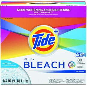 Tide Plus Bleach Powder Laundry Detergent, Original, ( 144 Ounce ., 80 Loads Each), 2 Count