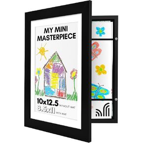 Americanflat 10x12.5 Kids Art Frame - Front Loading Picture Frame - Use as 8.5x11 Frame with Mat or 10x12.5 Frame Without Mat - My Mini Masterpiece - Holds 100 Artworks - Baby Blue