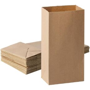 50 Pcs Small Brown Paper Bags,Kraft Paper Bags for Food,Grease Proofing Paper Gift Bags, Paper Party Bags for Halloween, Birthday,Bakery Goodie Sweet Sandwich Party Favor Bags,3.74x2.16x7.08 In