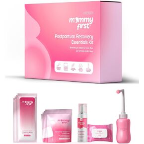 Postpartum Recovery Essentials Kit, Includes, Advanced Thin Instant Cooling Pads, Witch Hazel Healing Foam, Witch Hazel Pad Liners, Upside Down Peri Bottle and Soft Disposable Underwears