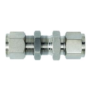 Brennan N2700-LN-04-04-SS Stainless Steel Compression Tube Fitting, Bulkhead Union, 1/4" Tube OD