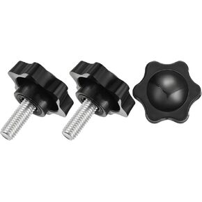 uxcell 3Pcs Star Knobs, M10x70mm Plastic Hex Shaped Clamping Handle Screw Knobs, Hand Tightening Star Screw Knob for Machinery Umbrella Base Replacement