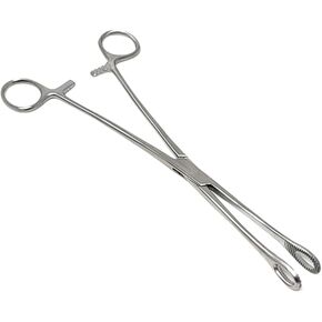 Foerster Sponge Forceps Straight + Curved Serrated Loop Jaws Surgical Holding Veterinary Instruments Body Piercing Locking Clamps, Stainless Steel (7" - Curved)