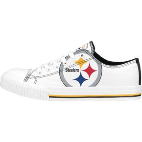 FOCO Pittsburgh Steelers NFL Womens Big Logo Low Top White Canvas Shoes - 8/L