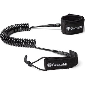 Goosehill Paddle Board Leash, Durable 7mm Urethane Cord and Comfortable 6mm Neoprene Ankle Cuff, 10ft Coiled SUP Paddle Leash for Longboards, Inflatable Paddleboard, Kayak