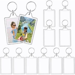 10PCS Acrylic Photo Frame Keychain Holder Photo Insert Blank Keyring 2 x 3 Inch Clear Picture Keychain for DIY Craft