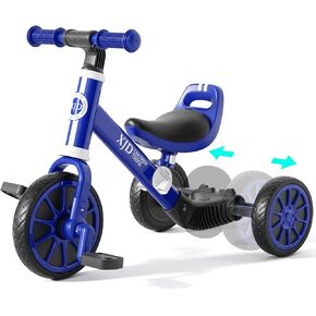 XJD 5 in 1 Toddler Bike, Tricycle for Toddlers 1-3 with Adjustable Seat Height, Removable Pedals, Ideal Balance Bike for Boys and Girls (Blue) in Kuwait