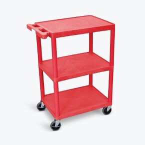 FSE 373-HE34-RD Commercial Utility Cart, 24"W x 18"D x 34"H, Three Shelves, Structural Foam Plastic, Red