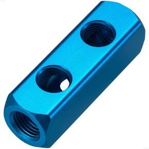 2Pcs Aluminum Block 1/4"PT, Pneumatic Manifold Air Distribution Block, Air Compressor Manifold Fitting (2 Way 5 Port)