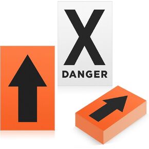 Yousoontic 100 Pcs High Visibility Arrow and Danger x Signs Outdoor Bulk Black Orange Racing Course Trail Markers Double Sided UV Printed Easy to Mount Sign for Camping Hiking Hunting Driving, 8" x 5"