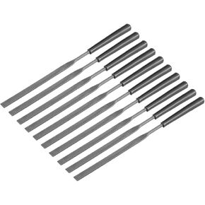 uxcell 10Pcs Second Cut Steel Triangular Needle File with Plastic Handle, 3mm x 140mm