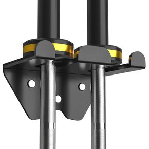 Olympic Barbell Rack, Home Gym Bar Holder, Black Vertical Wall Mount, Bar Hanger with Rubber Pad, Space Saver Commercial or Garage Gym Accessories, Holds Under 33mm Bar Size
