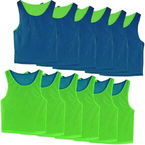 Linkidea Soccer Double Sided Scrimmage Team Vest for Children 6-12, Team Reversible Pinnies for Sports & Practice (12-Pack)