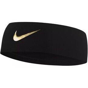 Nike Fury Gold Swoosh Headband, Dri-Fit/Silicone Grips - Unisex (Black/Gold)