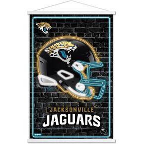 Trends International NFL Jacksonville Jaguars - Neon Helmet 23 Wall Poster, 22.37" x 34.00", Print and Black Hanger Bundle