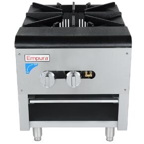 18" Heavy-Duty Natural Gas Stock Pot Stove | Countertop Hot Plate Range for Restaurant Catering | (1) Burner, 110,000 BTU | 18"W x 23"D x 23"H, Stainless Steel (Included: LP Conversion Kit)