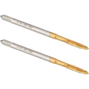 Burkit 2pcs No 4-40 UN Spiral Point Tap, HSS Titanium coating Spiral Point Plug Threading Tap 4 x 40 UN