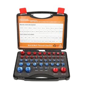 HFS(R) 44-Piece Nut and Bolt Thread Gauge Set - Detachable, Color-Coded, Laser-Etched Gauges in Case
