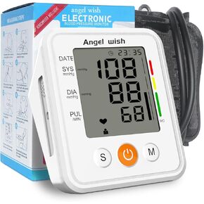 Blood-Pressure Monitor-Automatic Home-Use Cuff-Machine - LCD Display Voice Broadcasting for Adult Arm Digital BP Tool White angel wish